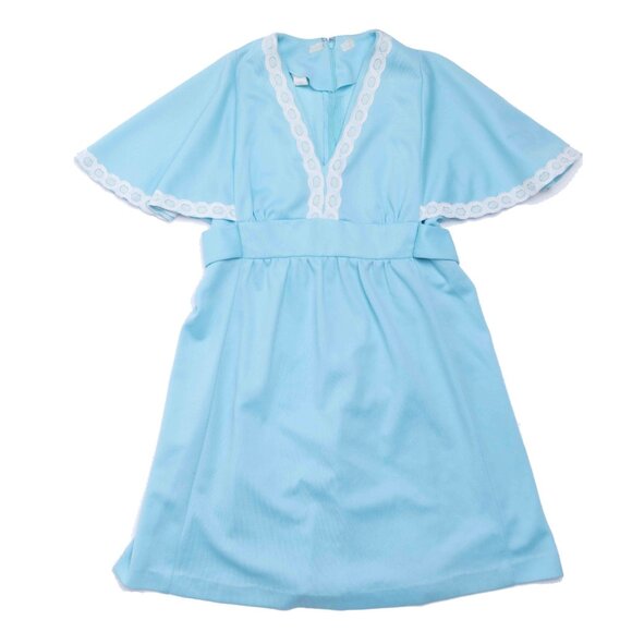 Vintage 1970's Western Blue Lace Dress - Picture 1 of 2